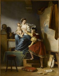 Raphael Adjusting his Model's Pose for his Painting of the Virgin and Child, c1820. Creator: Fragonard, Alexandre-Évariste (1780-1850)