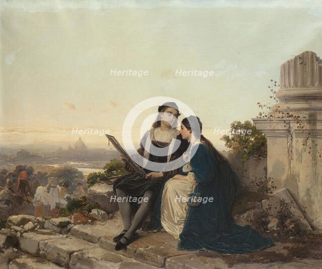 Raphael and Fornarina, 1869. Creator: Induno, Gerolamo (1825-1890).