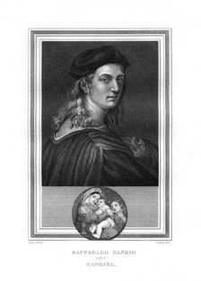 Raphael or Raffaello, master painter and architect of the Florentine School, (1825).Artist: John Corner