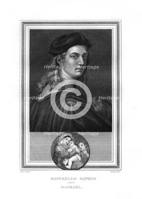 Raphael or Raffaello, master painter and architect of the Florentine School, (1825).Artist: John Corner
