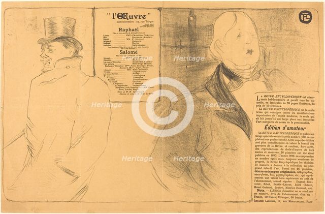 Raphaël; Salomé, 1896. Creator: Henri de Toulouse-Lautrec.
