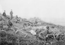 Rapid fire guns before Tchataldja #1, between c1910 and c1915. Creator: Bain News Service