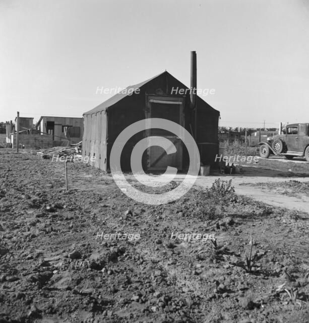 Rapidly growing settlement of lettuce workers, outskirts of Salinas, California, 1939. Creator: Dorothea Lange.