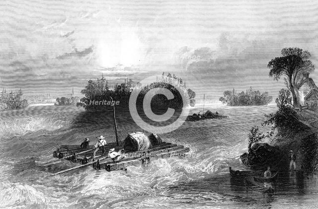 Rapids on the approach to the village of Cedars, Canada, 1842.Artist: JC Bentley