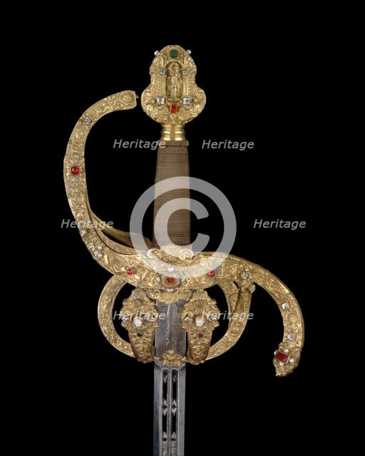 Rapier of Prince-Elector Christian II of Saxony, hilt, German, Dresden; blade, Spanish, Toledo, 1606 Creators: Israel Schuech, Juan Martinez.