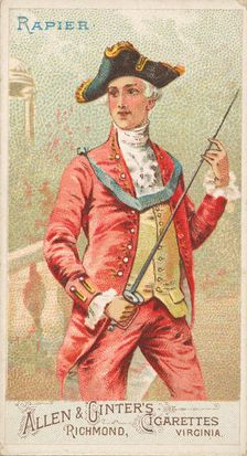 Rapier, from the Arms of All Nations series (N3) for Allen & Ginter Cigarettes Brands, 1887. Creator: Allen & Ginter