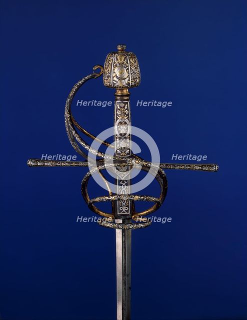 Rapier with Scabbard, French or Italian, ca. 1620-30. Creators: Unknown, Gasparo Mola.