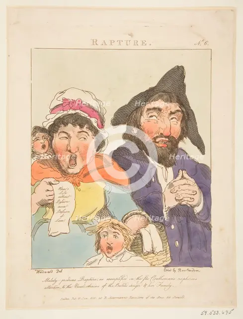 Rapture (Le Brun Travested, or Caricatures of the Passions), January 21, 1800. Creator: Thomas Rowlandson.