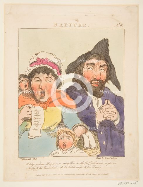 Rapture (Le Brun Travested, or Caricatures of the Passions), January 21, 1800. Creator: Thomas Rowlandson.