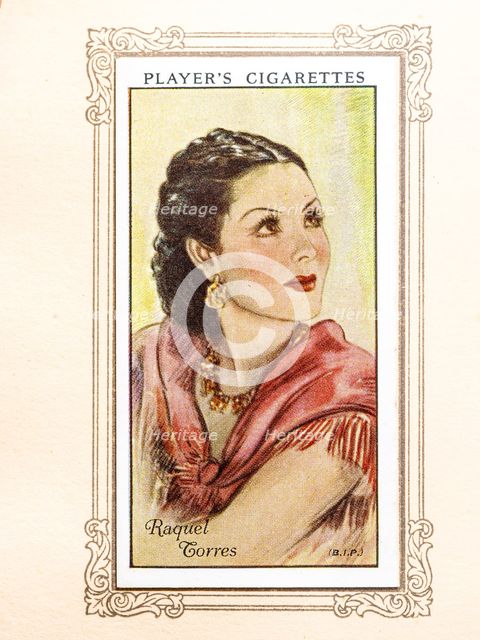 Raquel Torres Collectables Picture of movie stars that came with the Players cigarette packet, 1934. Creator: Unknown.