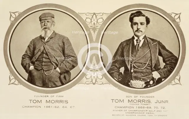Rare postcard showing Tom Morris and Tom Morris Junior, c1905. Creator: Unknown.