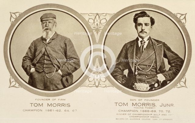 Rare postcard showing Tom Morris and Tom Morris Junior, c1905. Creator: Unknown.