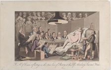 R.A.'s of Genius Reflecting on the True Line of Beauty, at the Life Academy Somers..., June 1, 1824. Creator: Thomas Rowlandson
