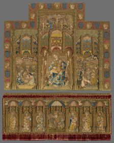 Retable depicting the Madonna and Child, the Nativity, and the Adoration of the Magi..., c. 1468. Creator: Unknown