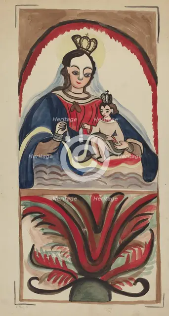 Retablo - Virgin & Child, 1935/1942. Creator: E. Boyd.
