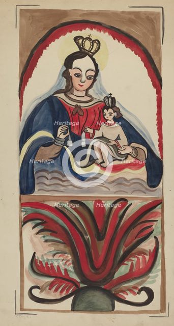 Retablo - Virgin & Child, 1935/1942. Creator: E. Boyd.