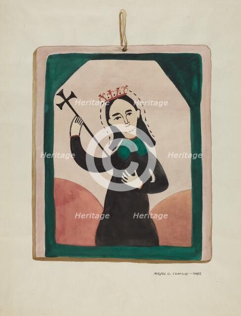 Retablo (Virgin), c. 1937. Creator: Majel G. Claflin.