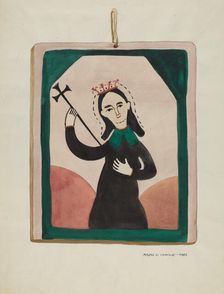Retablo (Virgin), c. 1937. Creator: Majel G. Claflin