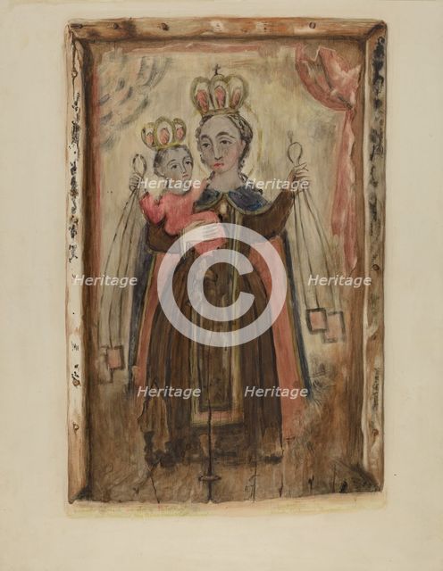 Retablo (Our Lady of Carmel), 1935/1942. Creator: Maude Valle.