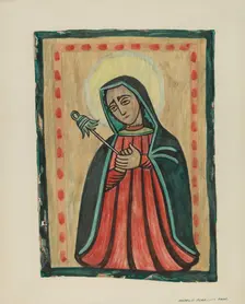 Retablo-Our Lady of Sorrows "Nuestra Senora de los Siete Dolores, c. 1938. Creator: Majel G. Claflin