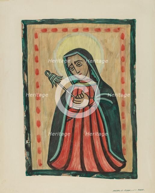 Retablo-Our Lady of Sorrows "Nuestra Senora de los Siete Dolores, c. 1938. Creator: Majel G. Claflin.