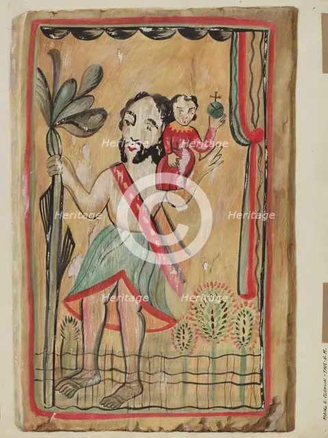 Retablo - San Christopher, 1935/1942. Creator: Majel G. Claflin.
