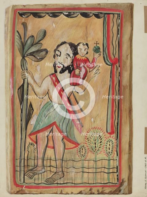 Retablo - San Christopher, 1935/1942. Creator: Majel G. Claflin.