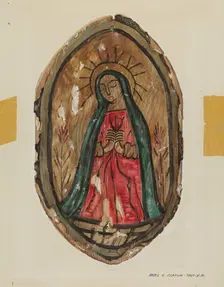 Retablo - Santa Maria, c. 1939. Creator: Majel G. Claflin