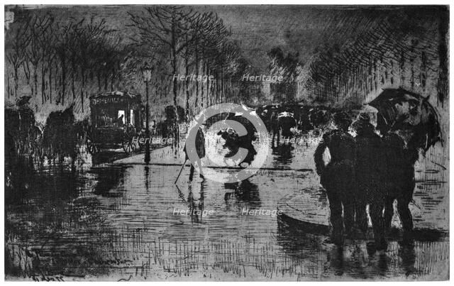 'Retour des Champs-Elysees', c1870-1900 (1924). Artist: Felix Hilaire Buhot