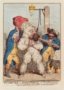 Retribution: Tarring and Feathering, or The Patriot's Revenge, pub. 1795 (hand coloured engraving). Creator: James Gillray (1757 - 1815)