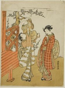Retrieving the Shuttlecock, c. 1773. Creator: Isoda Koryusai