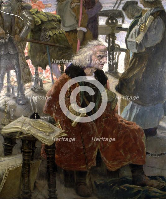 Return of Columbus' detail of an oil, 1924, Christopher Columbus (1451-1506) Italian navigator in…