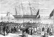 Return of the troops from the Ashantee War: arrival of the...42nd - the first note of welcome, 1874. Creator: Unknown