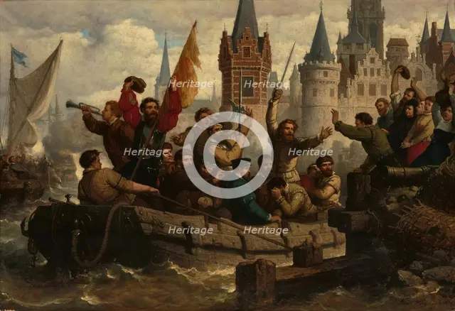 Return of the warriors after the siege of Antwerp , 1878. Creator: Schaefels, Hendrik Frans (1827-1904).