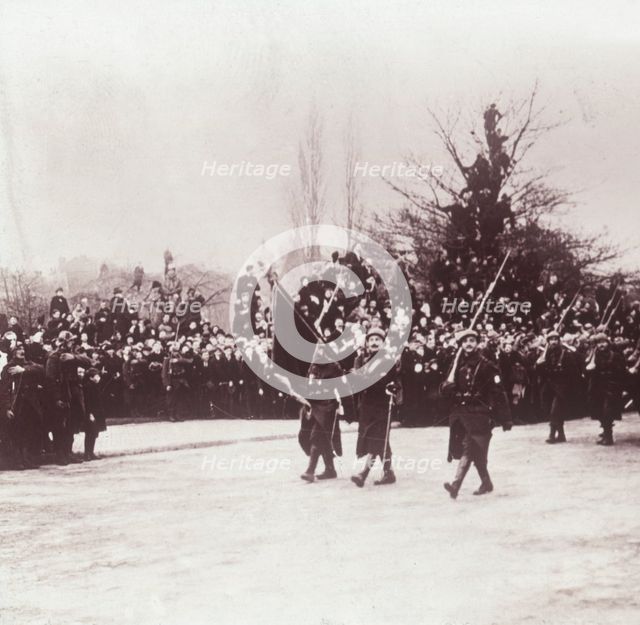 Return of the Belgians to Liége, Belgium, c1914-c1918. Artist: Unknown.