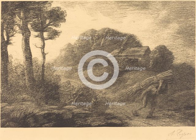 Return of the Fagot-gatherer, 2nd plate (Le retour du fagotier). Creator: Alphonse Legros.