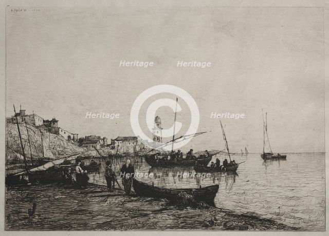 Return of the Fishing Boats at Collioure, near the Spanish Border, 1878. Creator: Adolphe Appian (French, 1818-1898).