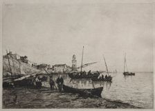 Return of the Fishing Boats at Collioure, near the Spanish Border, 1878. Creator: Adolphe Appian (French, 1818-1898)