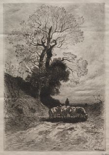 Return of the flock, c. 1870. Creator: Theophile Narcisse Chauvel (French, 1831-1909)