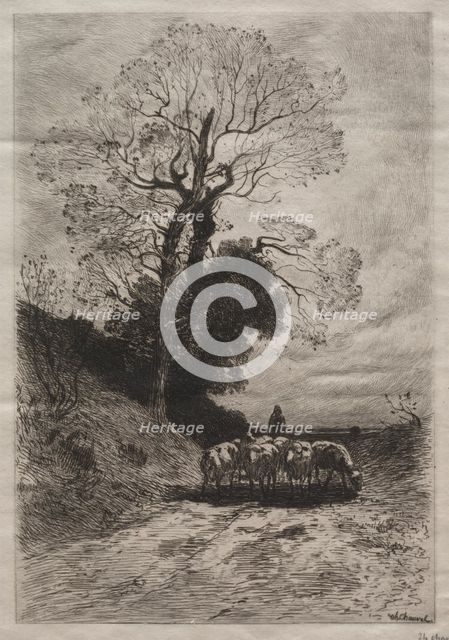 Return of the flock, c. 1870. Creator: Theophile Narcisse Chauvel (French, 1831-1909).