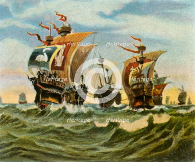 Return of the Hamburg fleet after the defeat of the Victual Brothers, 1401, (1936). Creator: Unknown.