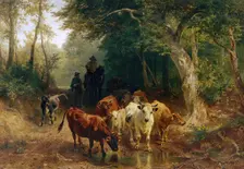 Return of the herd of cattle in autumn, 1868. Creator: Friedrich Voltz