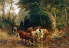 Return of the herd of cattle in autumn, 1868. Creator: Friedrich Voltz