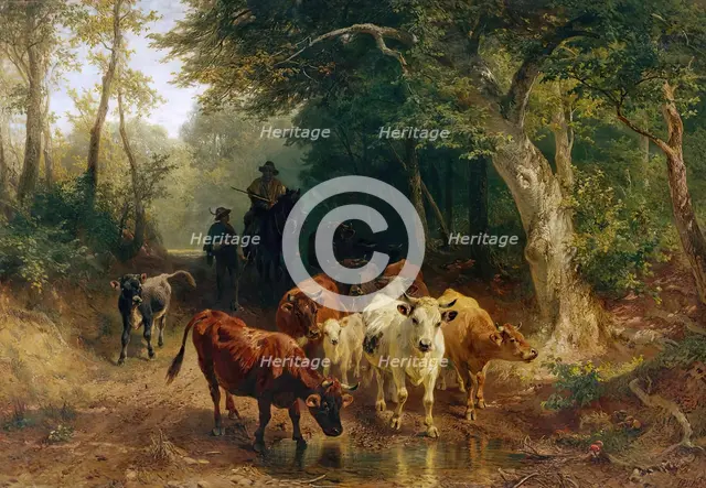 Return of the herd of cattle in autumn, 1868. Creator: Friedrich Voltz.