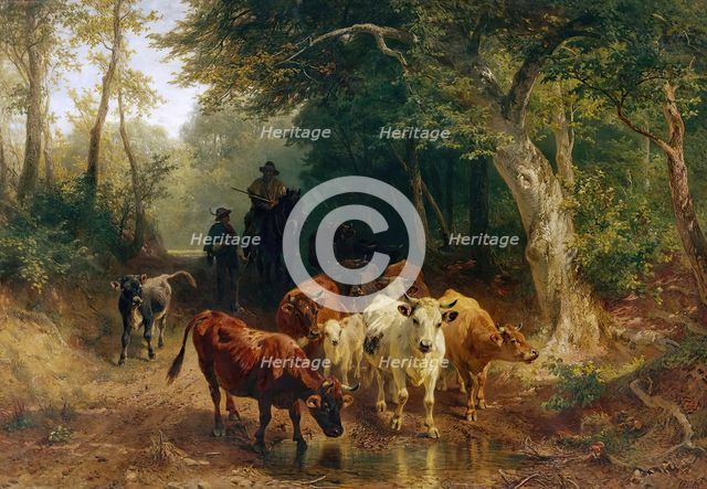 Return of the herd of cattle in autumn, 1868. Creator: Friedrich Voltz.