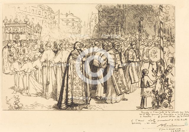 Return of the Procession to Nante Cathedral (Rentree de la Procession a la Cathedral de Nantes), 190 Creator: Auguste Lepere.