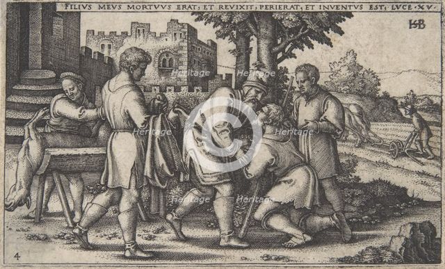 Return of the Prodigal Son, from The History of the Prodigal Son, ca. 1540., Creator: Sebald Beham.
