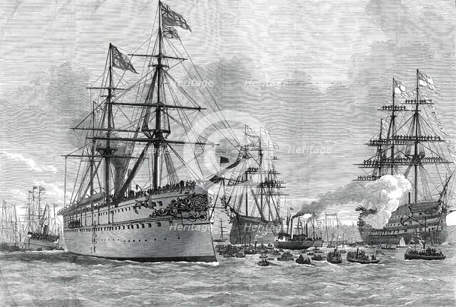 Return of the Prince of Wales: the Serapis coming alongside the Jetty at Portsmouth, 1876. Creator: Unknown.