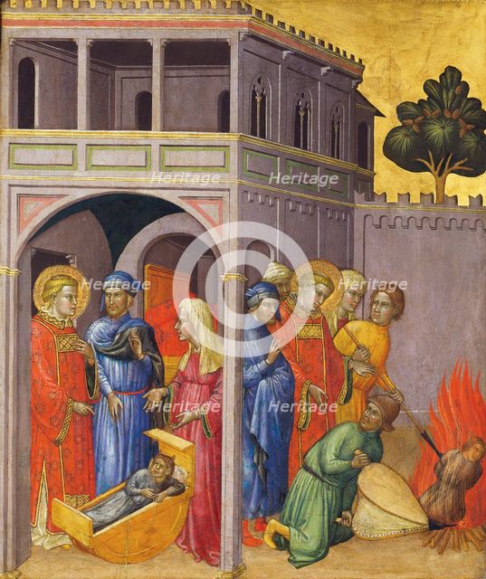 Return of the Saint and Burning of the Changeling, c1390. Creator: Martino di Bartolomeo di Biagio.
