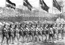 Return of troops from Ashantee: Black Watch (42nd Highlanders) marching to Governor’s Green..., 1874 Creator: Unknown